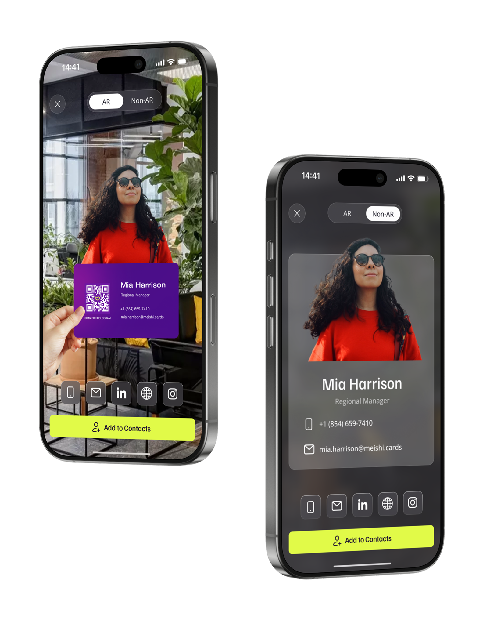 Business cards with personal AR holograms